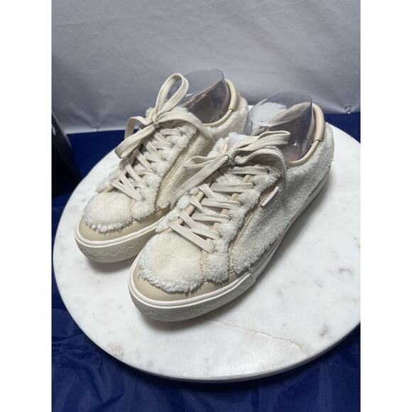 Coach City Sole Shearling Platform Sneakers Shoes Natural Chalk Women Size 8 - Picture 6 of 16